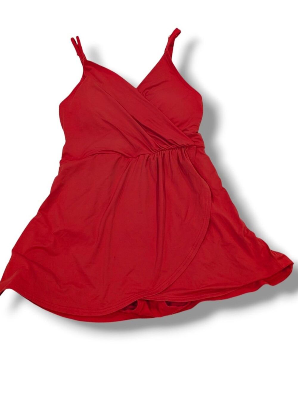 Lands' End Red Swimdress With Tulip Hem, Removable Pads, Size S 6-8
